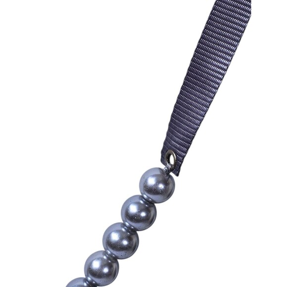 Plunder grey faux pearls leather fringe long Necklace Grunge Retro Art - Picture 6 of 8